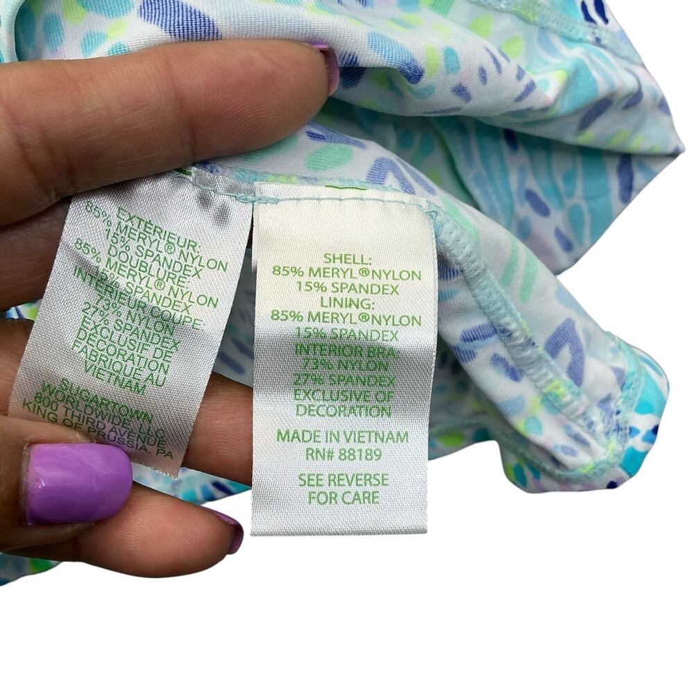 Lilly Pulitzer Luxletic Lakelyn Polo Tank Top Zanzibar Floral size XL - Picture 5 of 13
